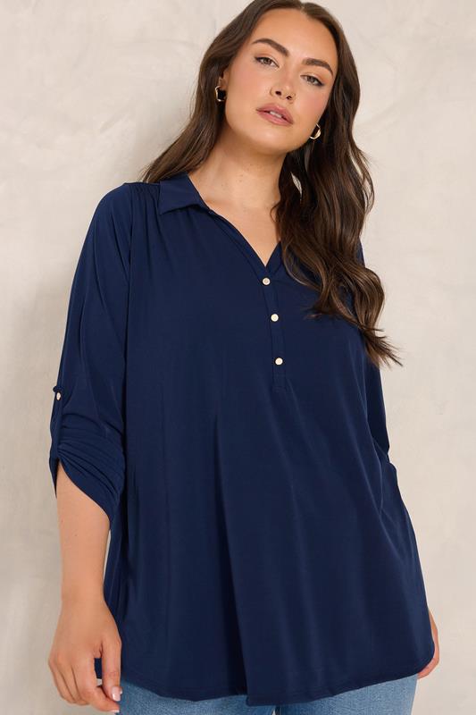  EVANS marineblauwe blouse met lange mouwen