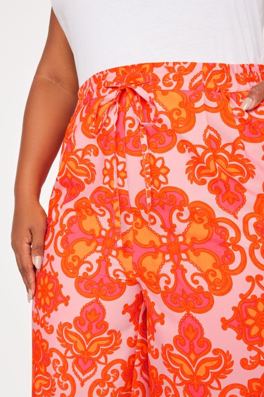 LIMITED COLLECTION Plus Size Orange Abstract Print Wide Leg Trousers | Yours Clothing 5