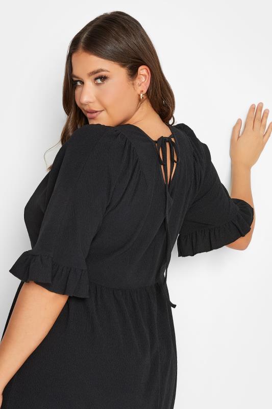 YOURS Plus Size Black Textured Smock Midi Dress | Yours Clothing 4