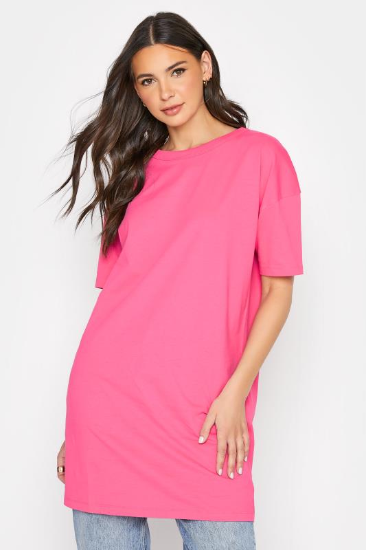 LTS Tall Bright Pink Oversized Tunic T-Shirt_A.jpg