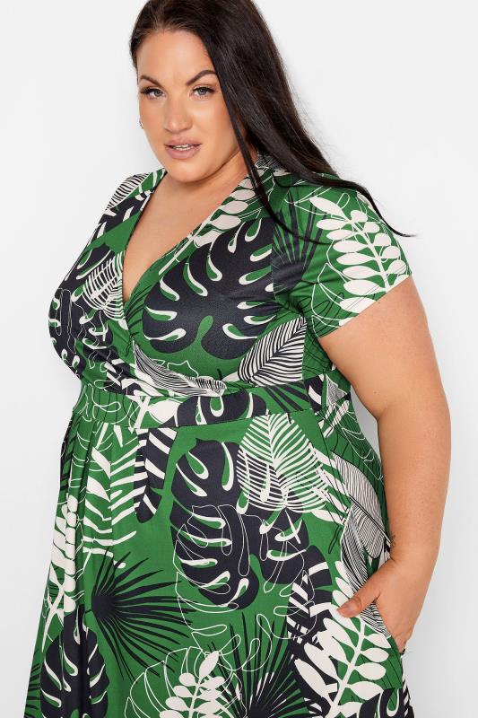 Plus Size Green Tropical Print Wrap Dress | Yours Clothing  4