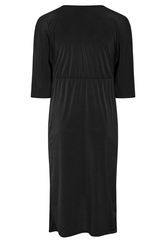 YOURS LONDON Plus Size Black Ruffle Wrap Bodycon Dress | Yours Clothing 6