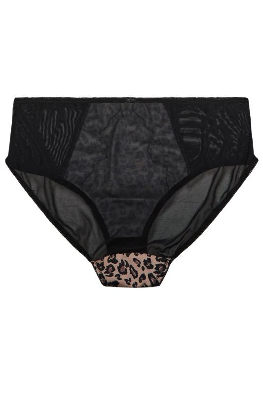 YOURS Natural Brown Satin Leopard Print High Waisted Briefs | Yours Clothing 4