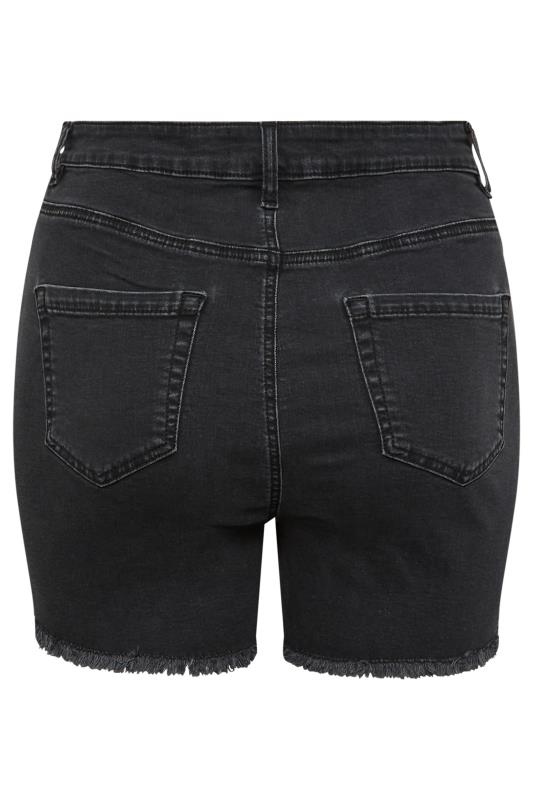 YOURS Plus Size Curve Black Ripped Denim Shorts | Yours Clothing  5