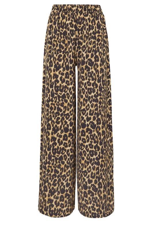 LTS Tall Black Leopard Print Wide Leg Trousers | Long Tall Sally 6