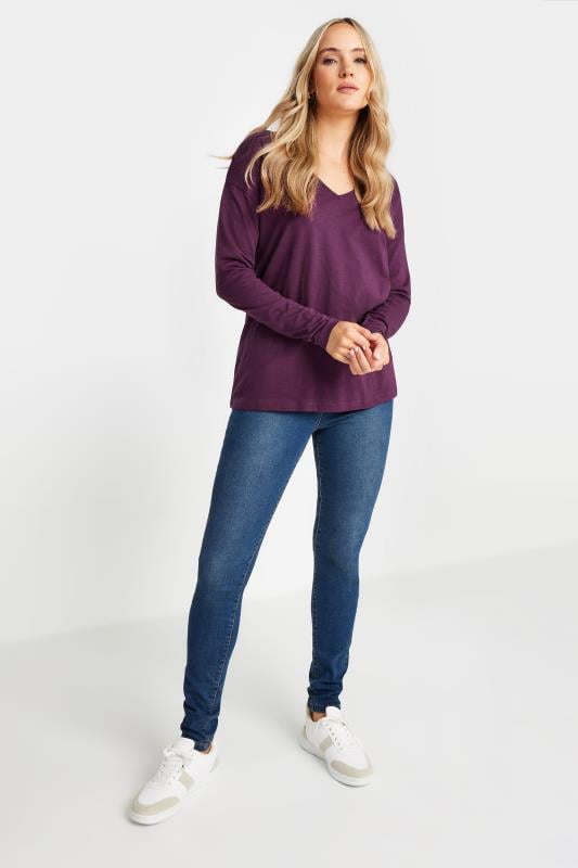 LTS Tall 3 Pack Pink & Purple V-Neck Long Sleeve T-Shirts | Long Tall Sally 3