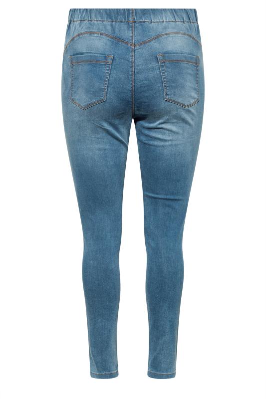 YOURS FOR GOOD Mid Blue Pull On Bum Shaper LOLA Jeggings | Yours Clothing 6