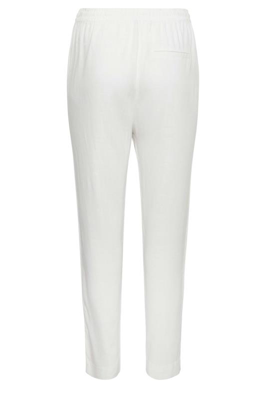 YOURS Curve White Linen Look Joggers | Yours Clothing  6