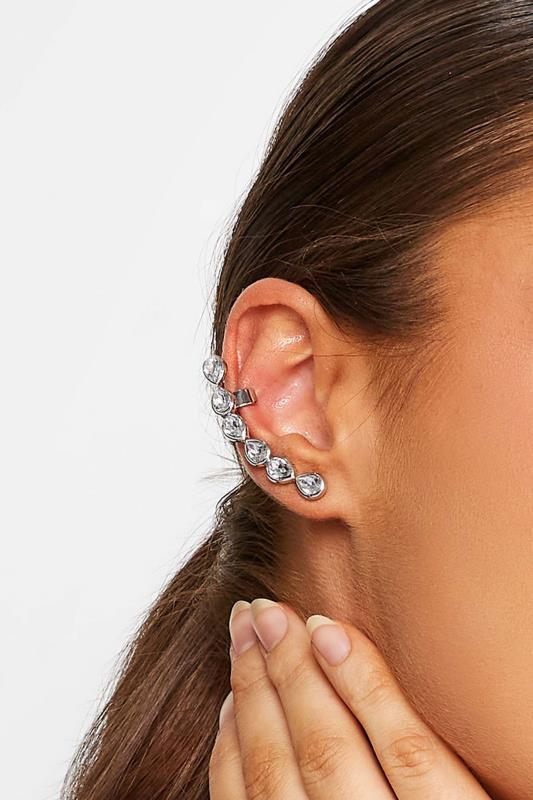 Silver Diamante Ear Cuff Earring | Yours Clothing 1