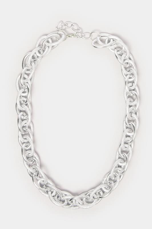 Silver Tone Textured Chunky Statement Necklace | Yours Clothing 2