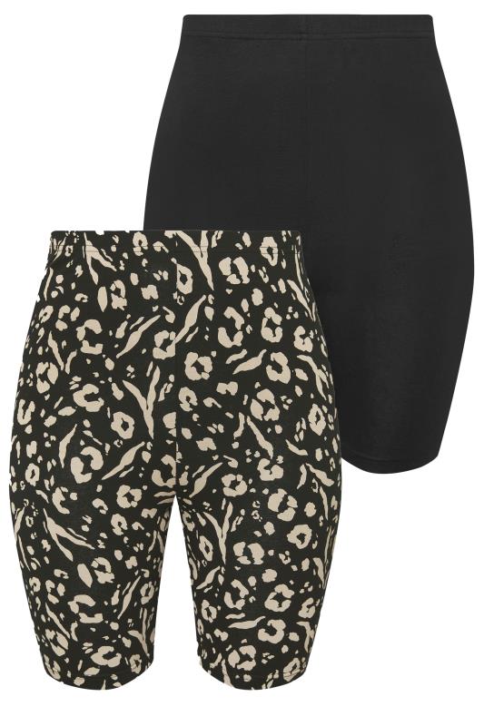YOURS Plus Size 2 PACK Black Animal Print Cycling Shorts | Yours Clothing 7