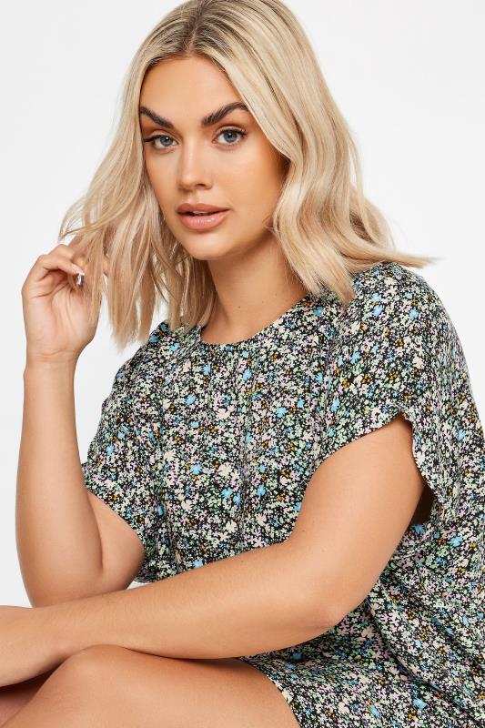 YOURS Plus Size Black Ditsy Floral Print Shift Dress | Yours Clothing 4
