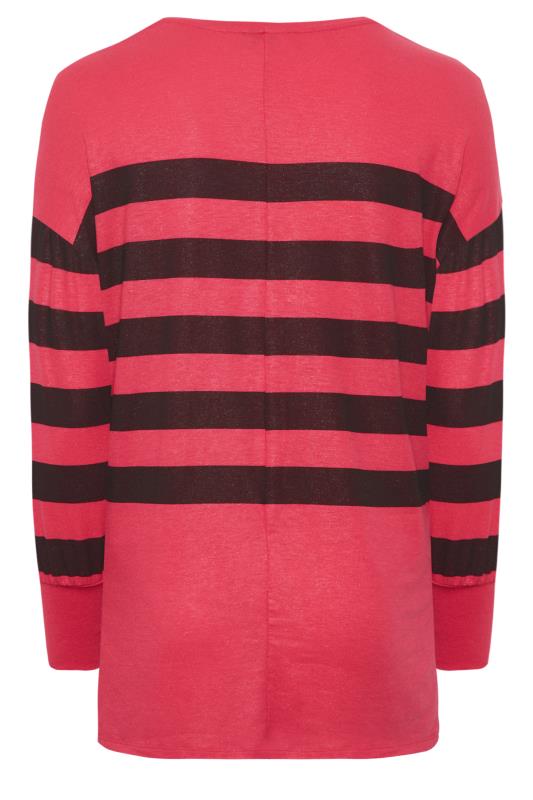 YOURS LUXURY Curve Pink Stripe V-Neck Top | Yours Clothing 8