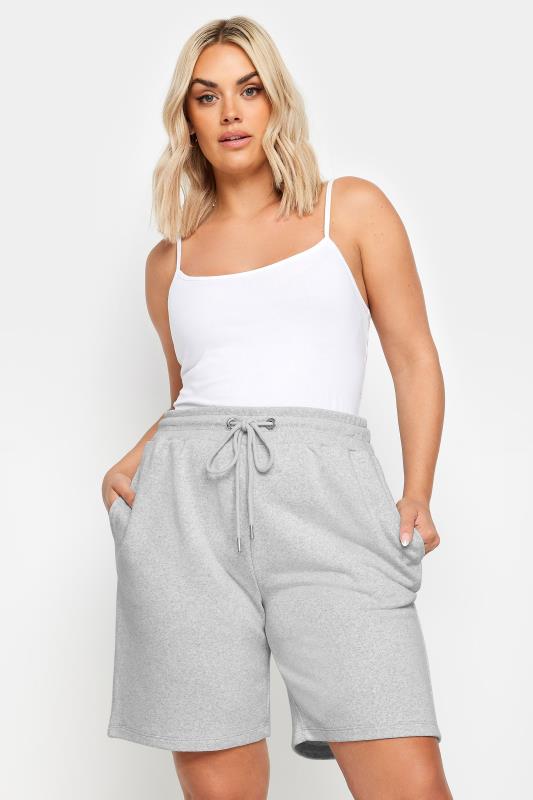  Tallas Grandes YOURS Curve Light Grey Elasticated Jogger Shorts