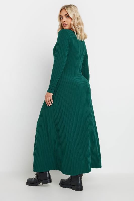 YOURS Plus Size Green Ribbed Maxi Dress | Yours Clothing 3