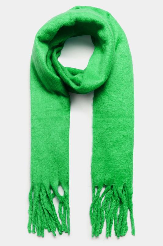 Green Super Soft Chunky Tassel Scarf | Yours Clothing 2