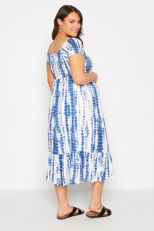 BUMP IT UP MATERNITY Plus Size Blue Tie Dye Shirred Dress | Yours Clothing 3