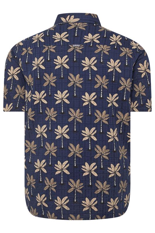 D555 Big & Tall Navy Blue Geometric Print Jacquard Shirt | BadRhino 4
