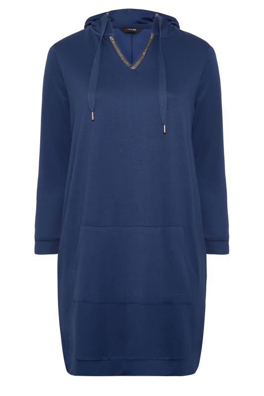 Curve Plus Size Navy Blue Hoodie Midi Dress | Yours Clothing 6