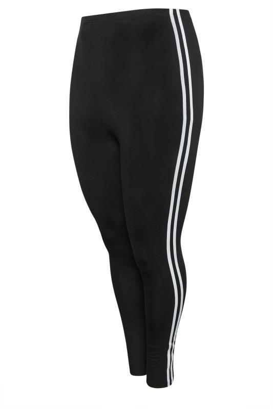 Black Jersey Stretch Tape Leggings | Yours Clothing 5