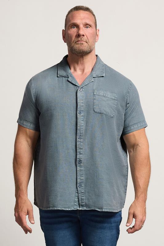 BadRhino Big & Tall Blue Acid Wash Cotton Shirt | BadRhino 1