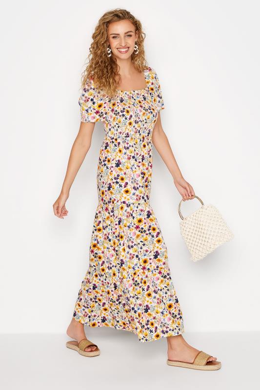 LTS Tall Women's Yellow Floral Print Shirred Maxi Dress | Long Tall Sally 2