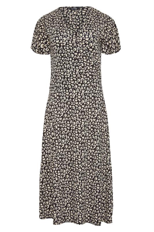 LTS Tall Black Leopard Print Wrap Midi Dress 8