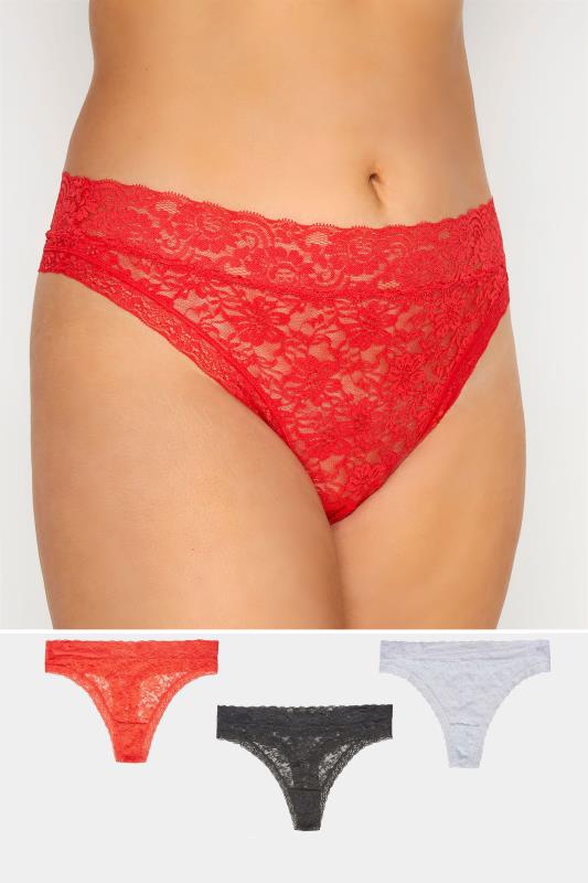  Tallas Grandes 3 PACK Curve Red Lace Thongs