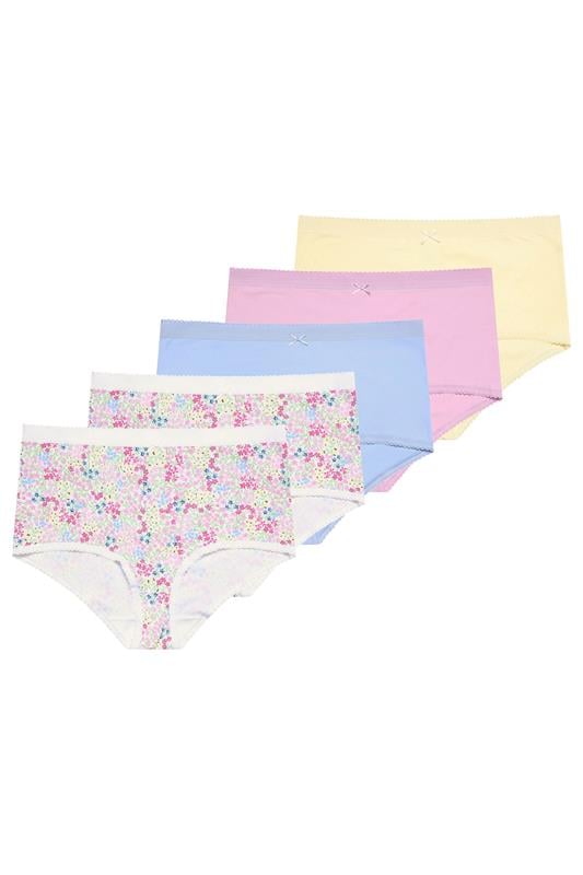  YOURS pack de 5 bragas de cobertura completa con estampado floral rosa