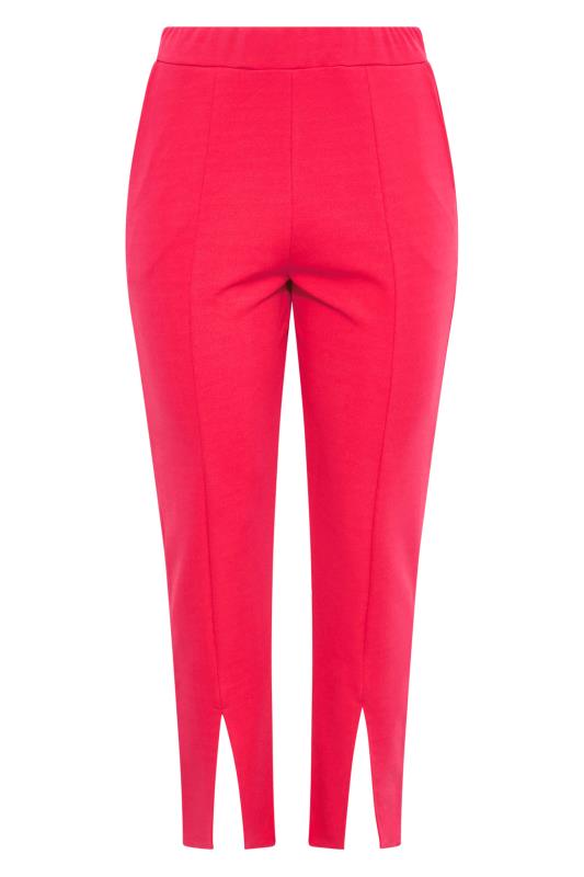 LIMITED COLLECTION Plus Size Hot Pink Split Hem Stretch Tapered Trousers | Yours Clothing 7