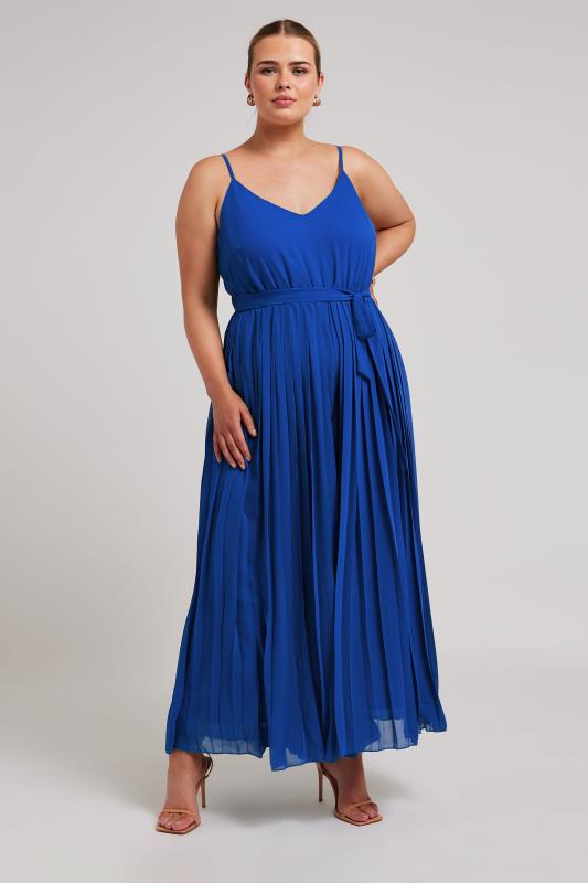 YOURS Plus Size Blue Pleated Jumpsuit | Yours Clothing 2