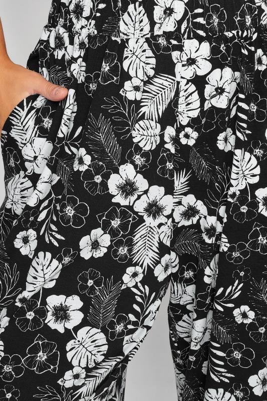 YOURS Plus Size Black Floral Cropped Jersey Harem Joggers | Yours Clothing 3