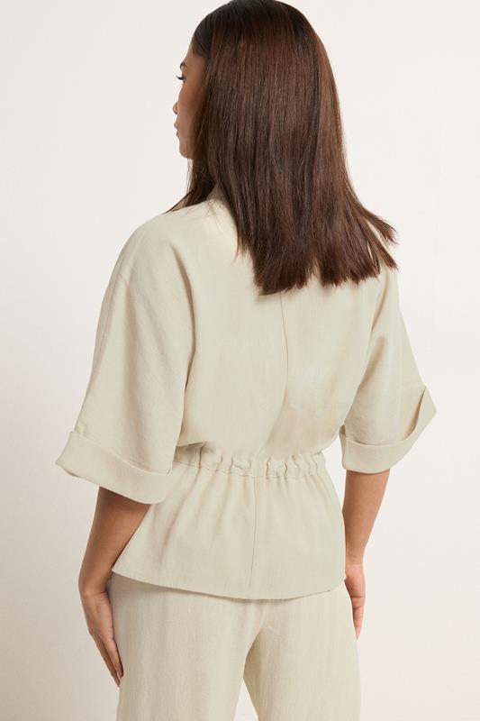 PixieGirl Petite Women's Natural Brown Funnel Neck Shacket | PixieGirl 4