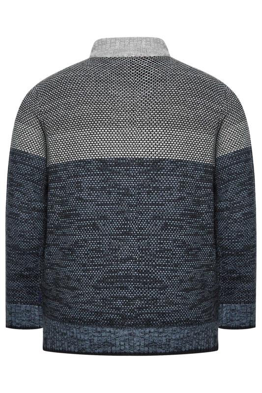 BadRhino Big & Tall Blue Full Zip Fleece Lined Knitted Jumper | BadRhino 4