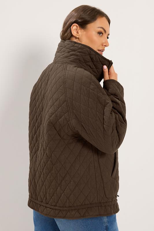 YOURS Plus Size Chocolate Brown Lightweight Quilted Jacket | Yours Clothing 2