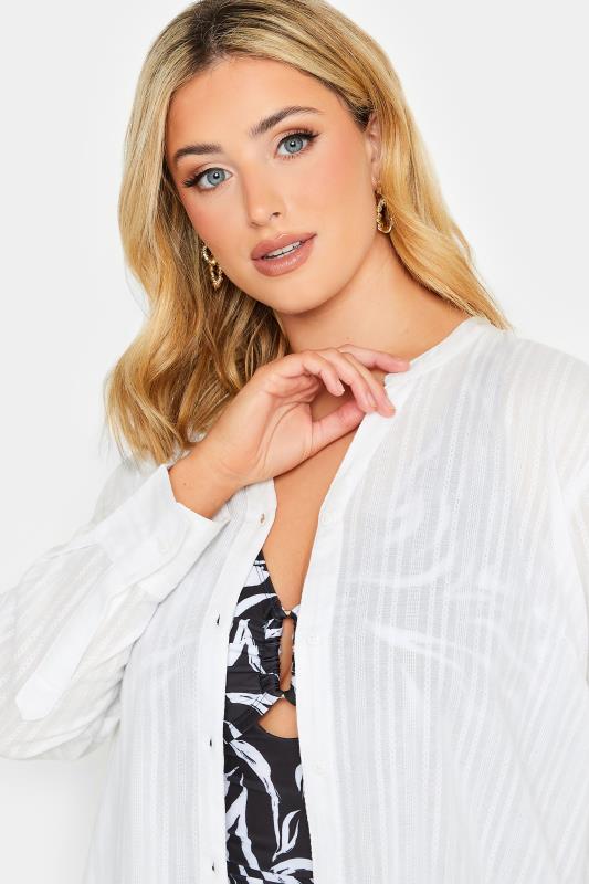 YOURS Plus Size White Collarless Beach Shirt | Yours Clothing 5