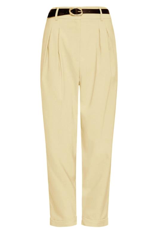 Petite Beige Brown Belted Tailored Trousers | PIxieGirl  5