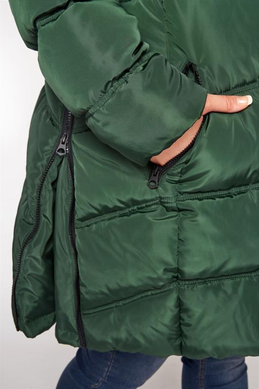 BUMP IT UP MATERNITY Curve Green Side Zips Puffer Coat 5