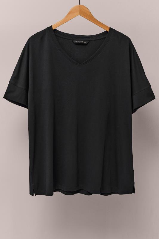 EVANS Plus Size Black V-Neck Modal Rich T-Shirt | Evans 5