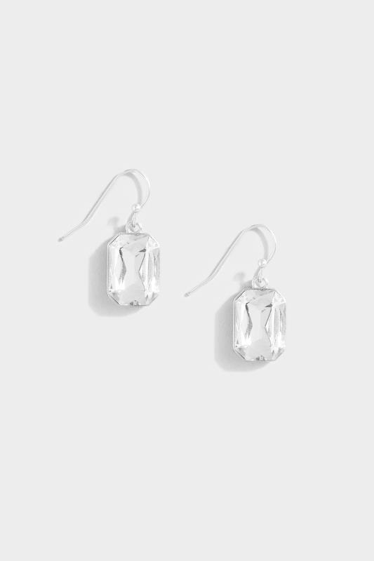 Silver Diamante Square Drop Earrings 2