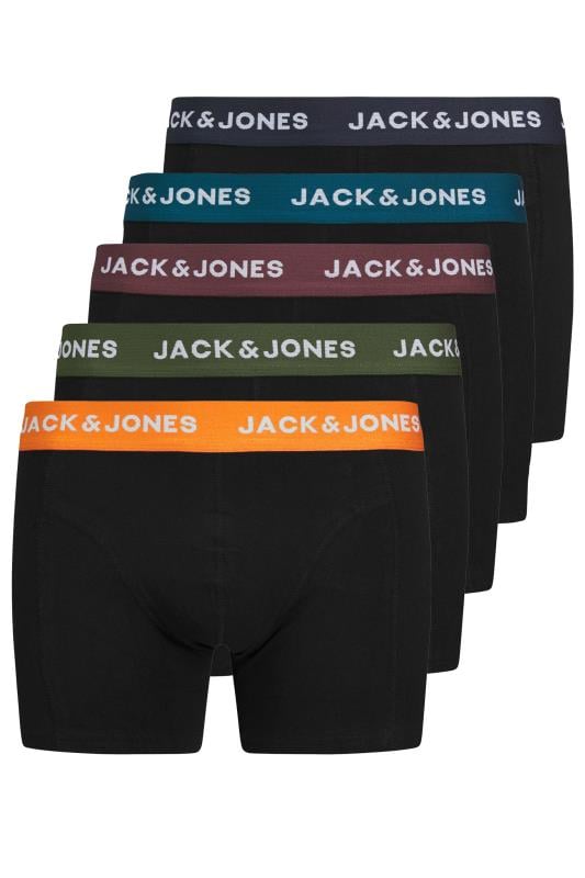 JACK & JONES Big & Tall 5 PACK Black 'Oliver' Trunks | BadRhino 1