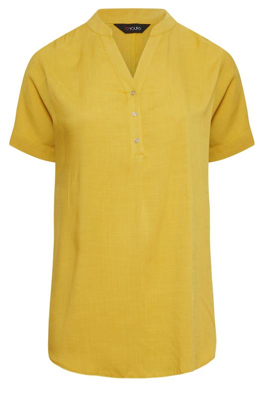 YOURS Plus Size Yellow Half Placket Blouse | Yours Clothing 6