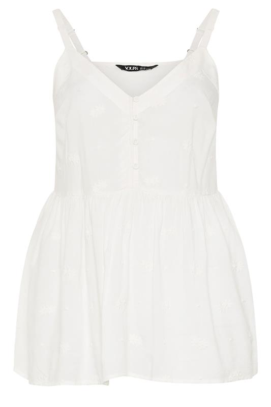 YOURS Plus Size White Embroidered Floral Vest Top | Yours Clothing 5