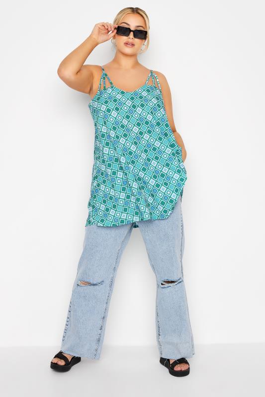 LIMITED COLLECTION Curve Green Retro Print Cami Top 2