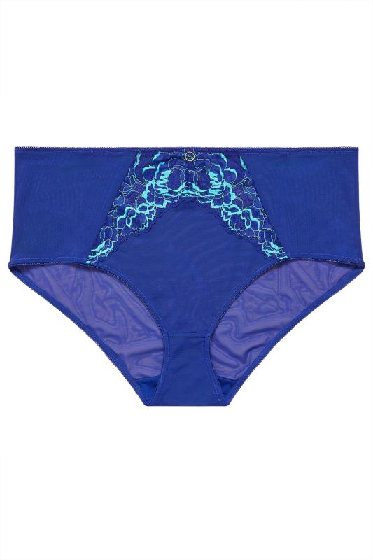 YOURS Plus Size Cobalt Blue Lace High Waisted Full Briefs | Yours Clothing 4