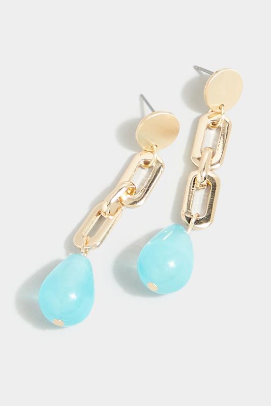 Gold Chain Stone Drop Earrings | Yours Clothing 3