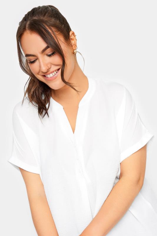 YOURS Plus Size White Half Placket Short Sleeve Blouse | Yours Clothing 4