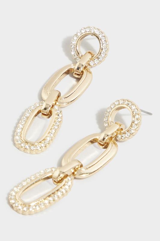Gold Diamante Triple Drop Earrings 3