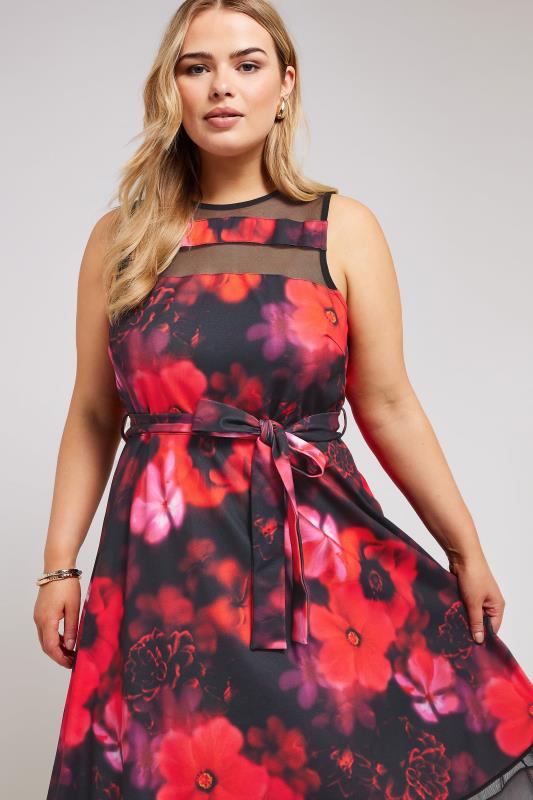 YOURS LONDON Plus Size Red Floral Print Skater Dress | Yours Clothing 4