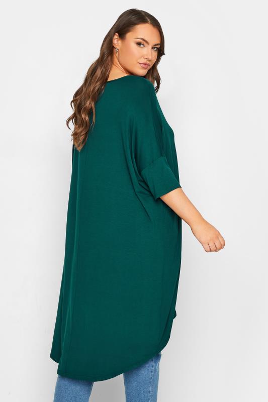 YOURS Plus Size Green Dipped Hem Tunic Top | Yours Clothing 3